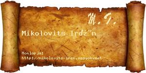 Mikolovits Irén névjegykártya
